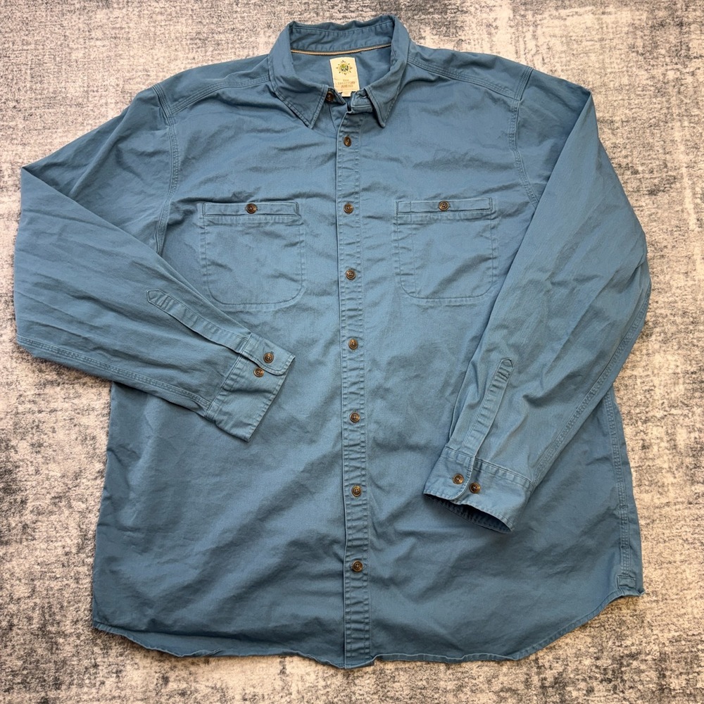 Territory Ahead Shirt Mens 2XLT Blue Stretch Cotton Twill Workshirt Pocket Chore